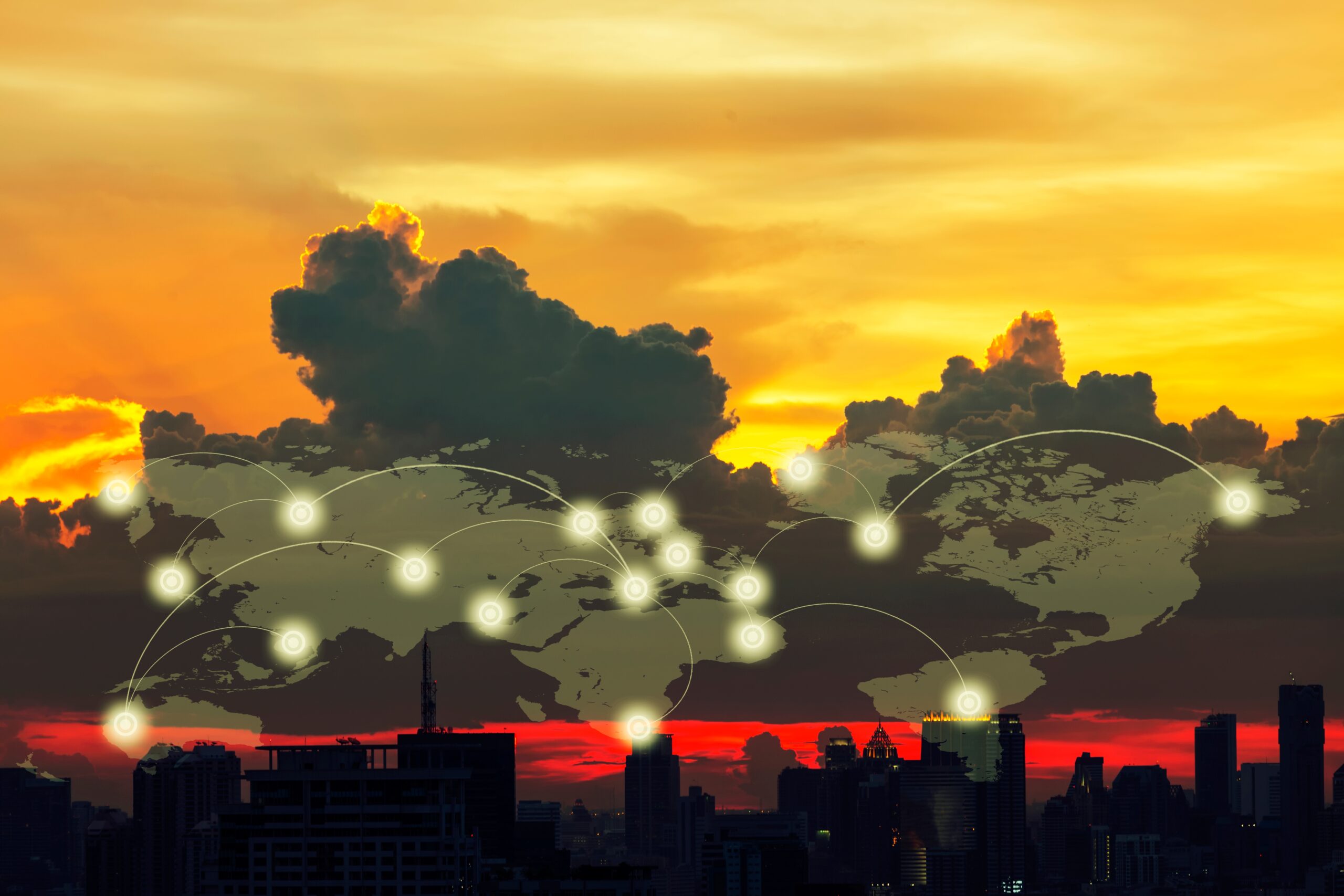 Global digital connection communication social network concept.